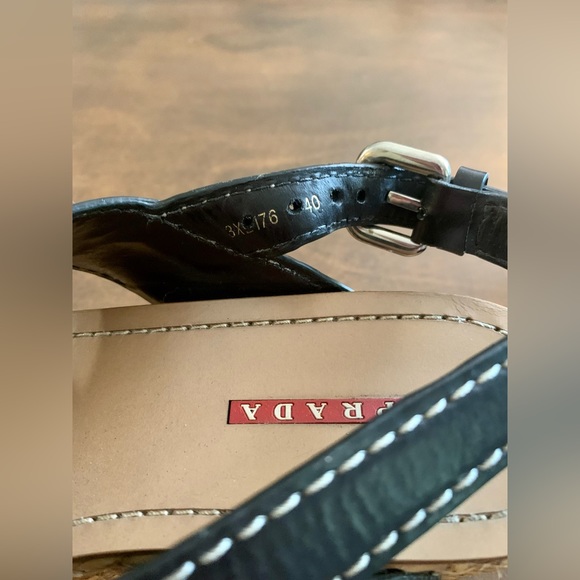 Prada Wicker Wedge Leather Sandals Size 8 US - Picture 4 of 8